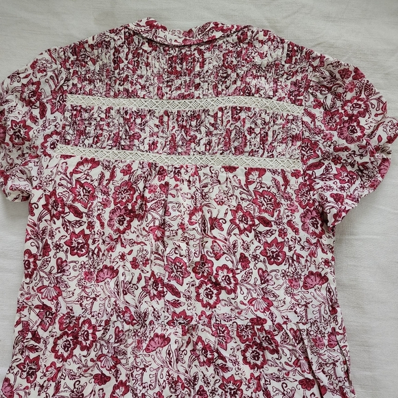 Anthropologie Georgina floral maroon cream dress flowy midi womens small - Picture 11 of 14